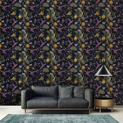 Carta da parati Lemons and birds di Adriani e Rossi