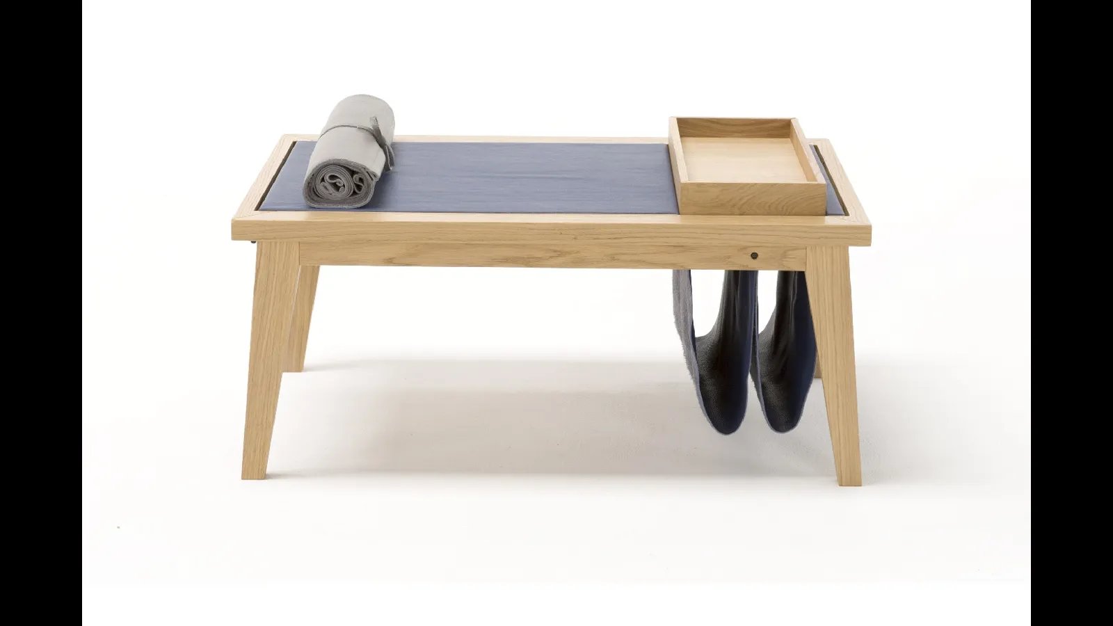 Tavolino multifunzionale in legno con top in pelle Bergen di Egoitaliano