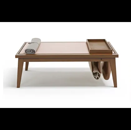 Tavolino multifunzionale in legno con top in pelle Bergen di Egoitaliano