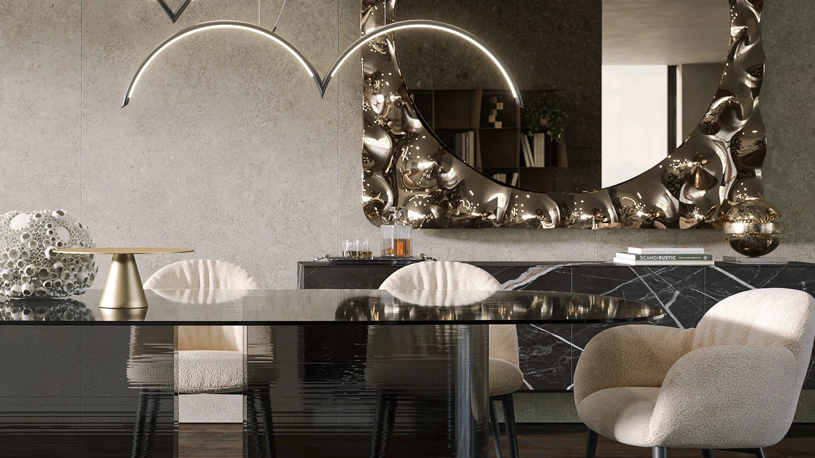 Specchiera Afrodite maxi con cornice in vetro fuso di Tonin Casa