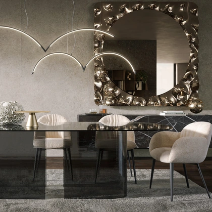 Specchiera Afrodite maxi con cornice in vetro fuso di Tonin Casa