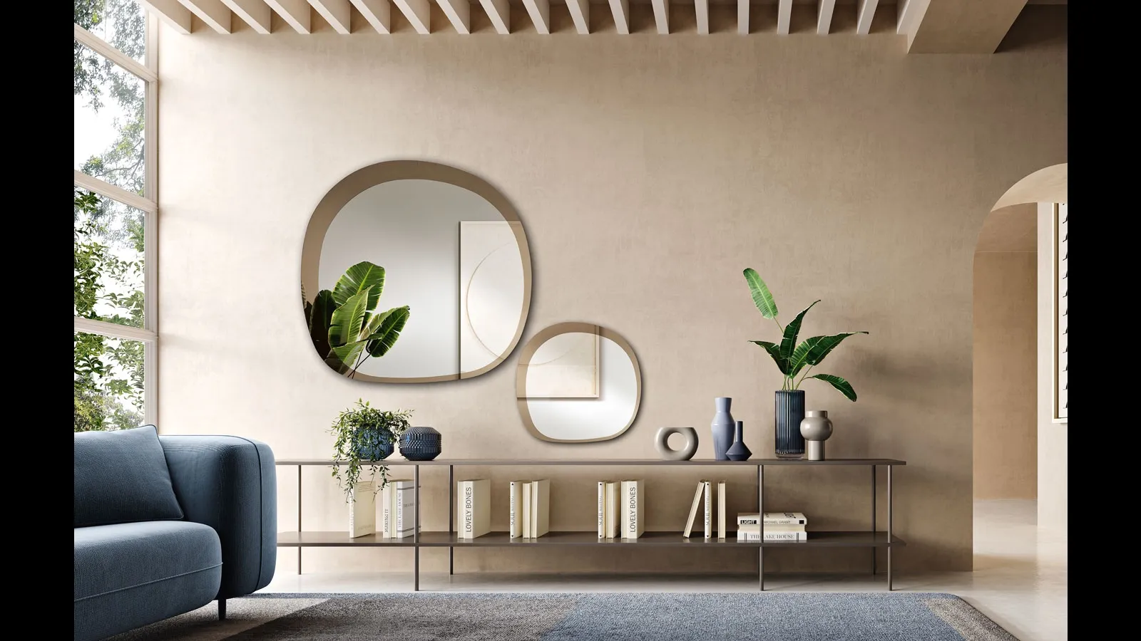 Specchio Fill formato da due vetri sovrapposti di Capodarte