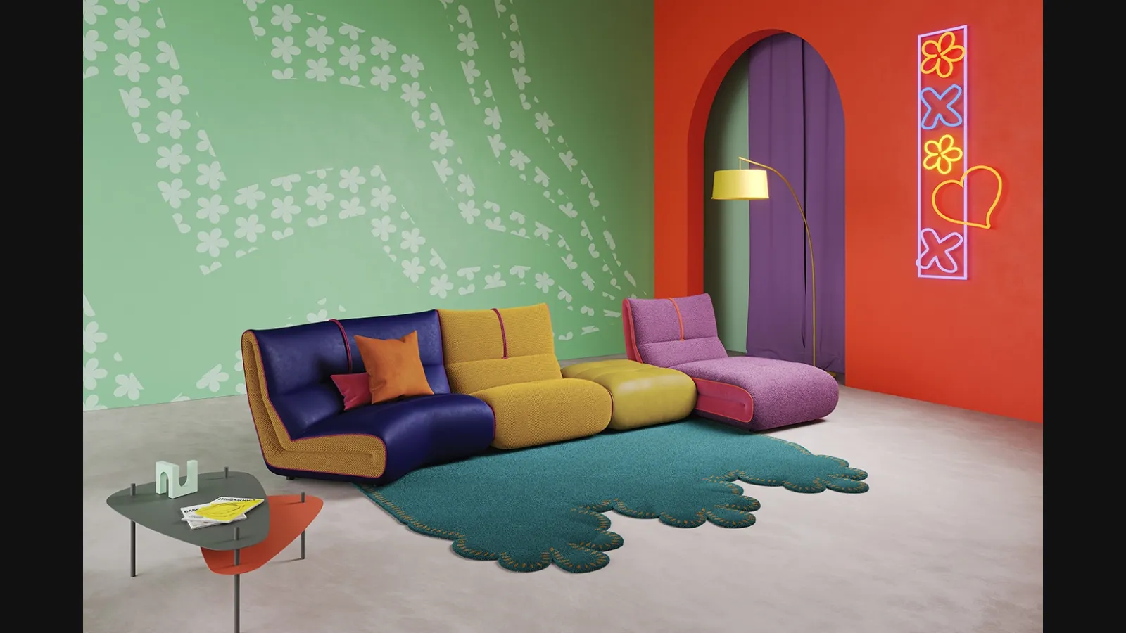 Tappeto di design in tessuto Merlino di Egoitaliano