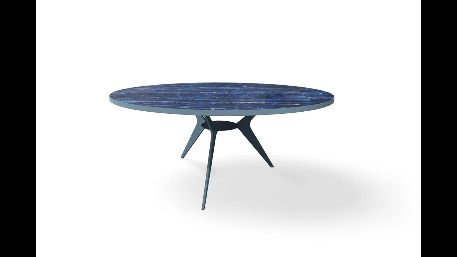 Tavolino rotondo Panama in gres con base in metallo di Egoitaliano