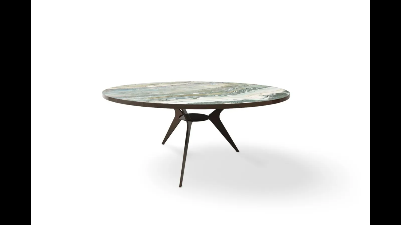 Tavolino rotondo Panama in gres con base in metallo di Egoitaliano