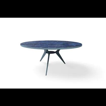 Tavolino rotondo Panama in gres con base in metallo di Egoitaliano