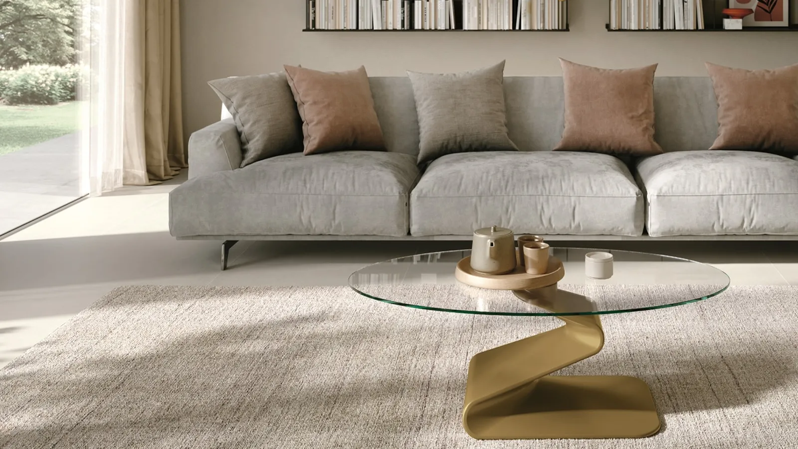 Tavolino Zed con top in vetro di Target Point