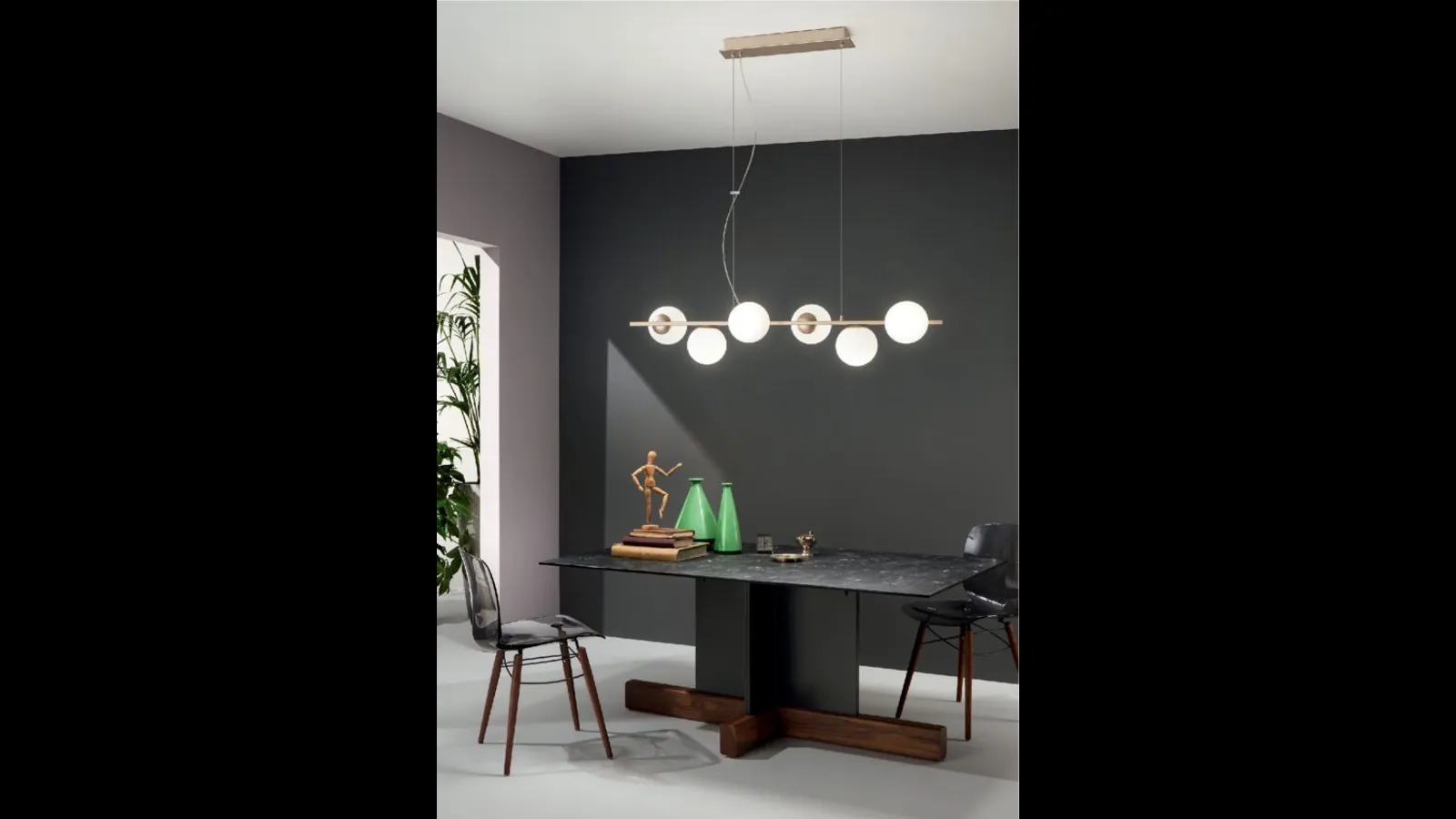 Lampada a sospensione in vetro soffiato e metallo Monile di Ondaluce