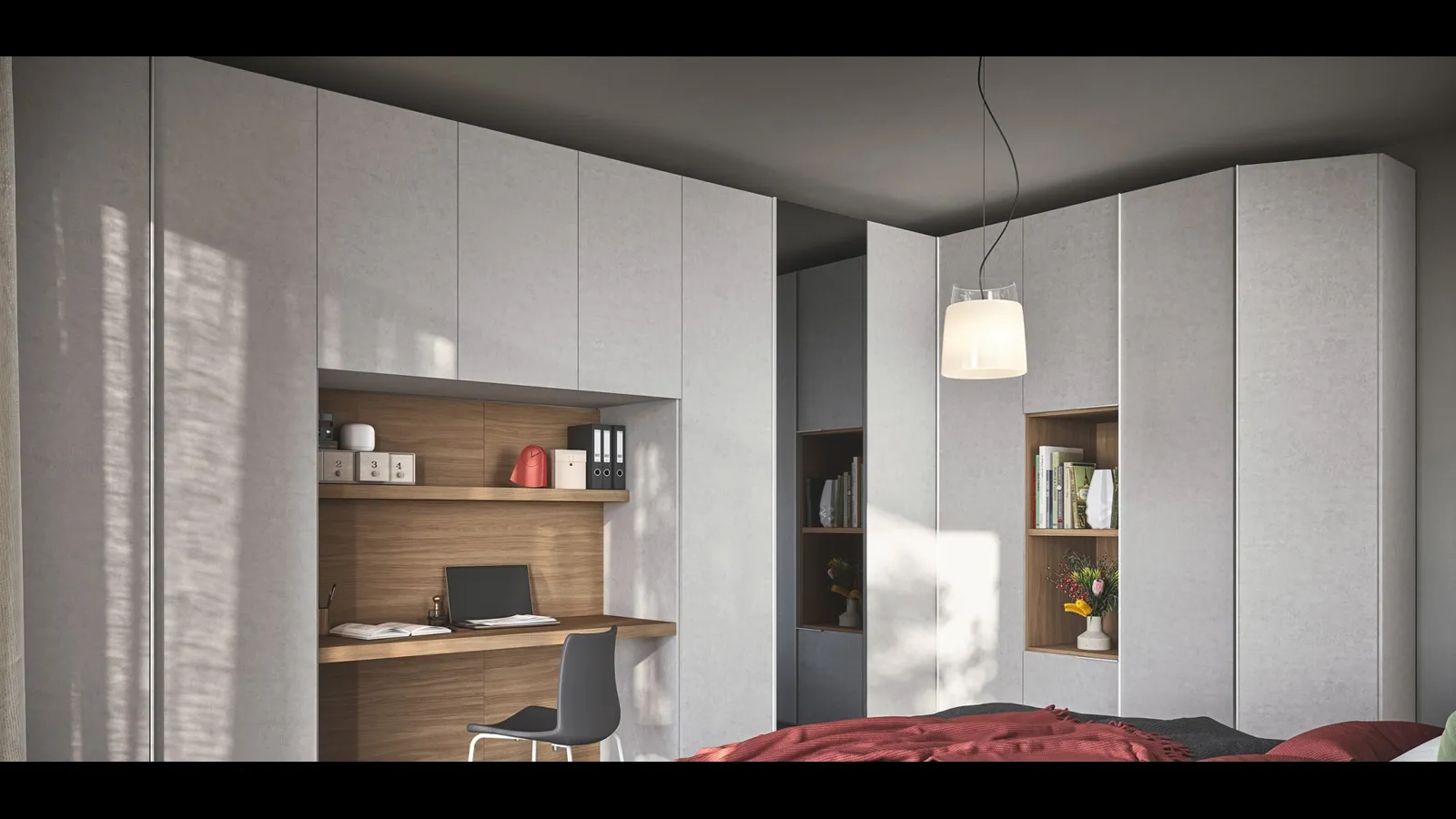 Armadio angolare a Ponte con scrivania 08D in melaminico di Cinquanta3