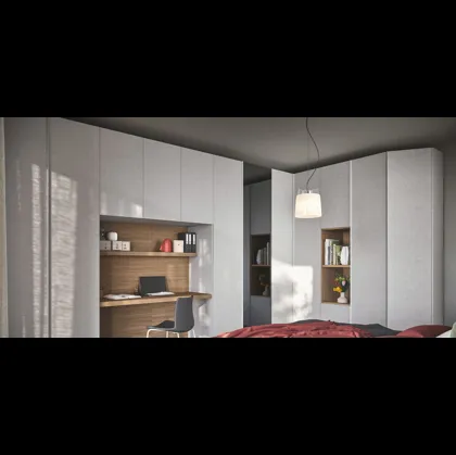 Armadio angolare a Ponte con scrivania 08D in melaminico di Cinquanta3