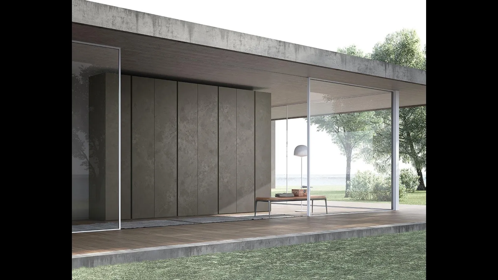 Armadio con ante battenti Comp 334 in finitura spatolato quarzo di Mobilgam