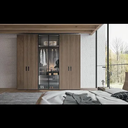 Armadio con ante battenti Comp 387 in frassino e vetro di Mobilgam