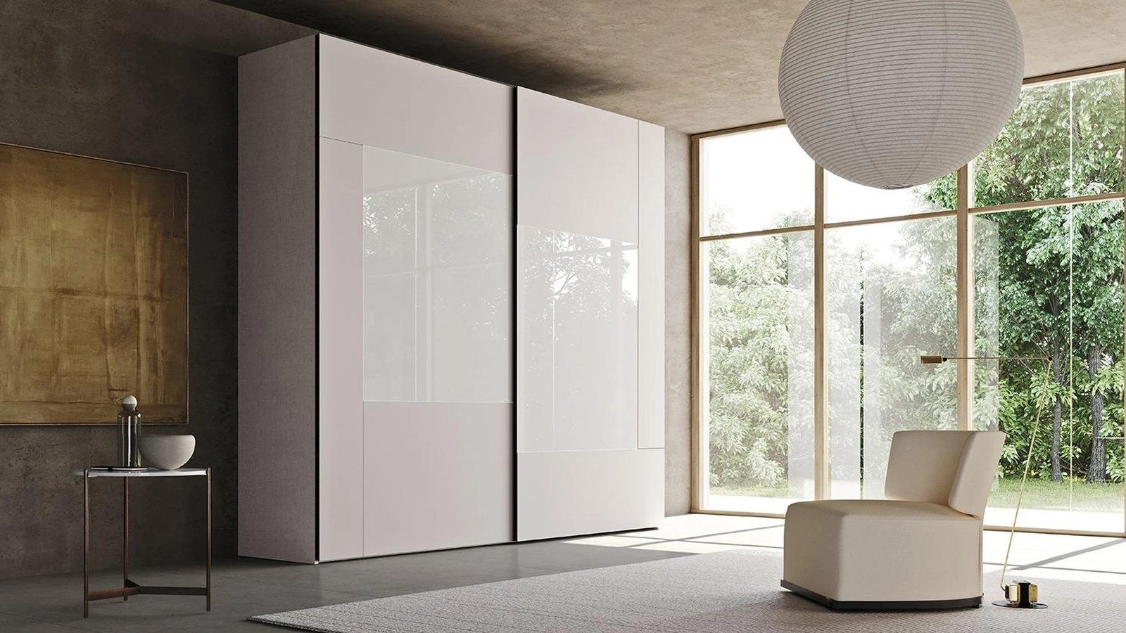 Armadio con ante scorrevoli Comp N27 in vetro laccato opaco e lucido di Mobilgam