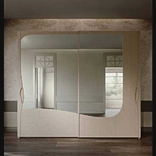 Armadio con ante scorrevoli in legno e specchio Mon Amour di Fasolin