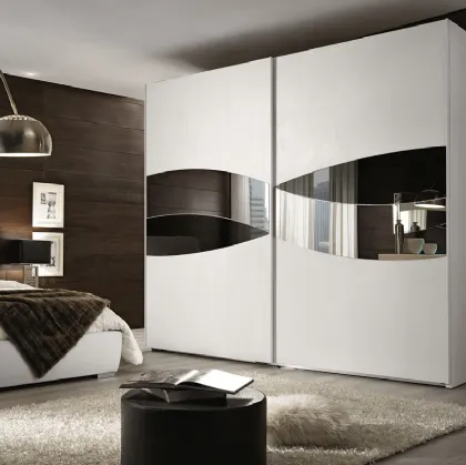 Armadio laccato bianco con inserti a specchio Nolita Night di RTL Mobili