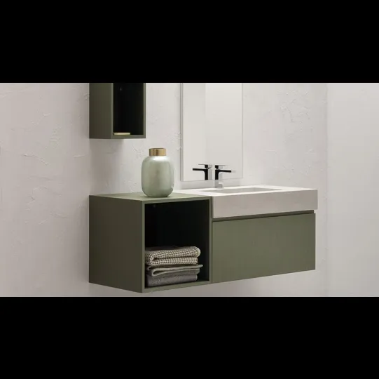 Mobile da Bagno in laccato opaco con vasca integrata in gres B-GO BG014 Compab