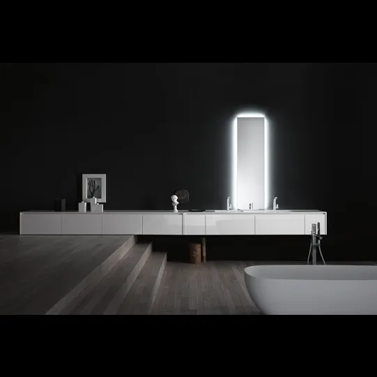 Mobile da Bagno sospeso in laccato lucido bianco INK NK05 di Compab