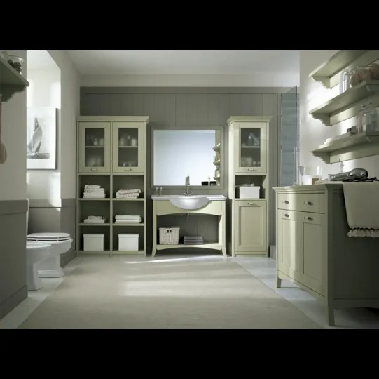 Mobile da Bagno N18 Nuovo Mondo in legno laccato di Scandola