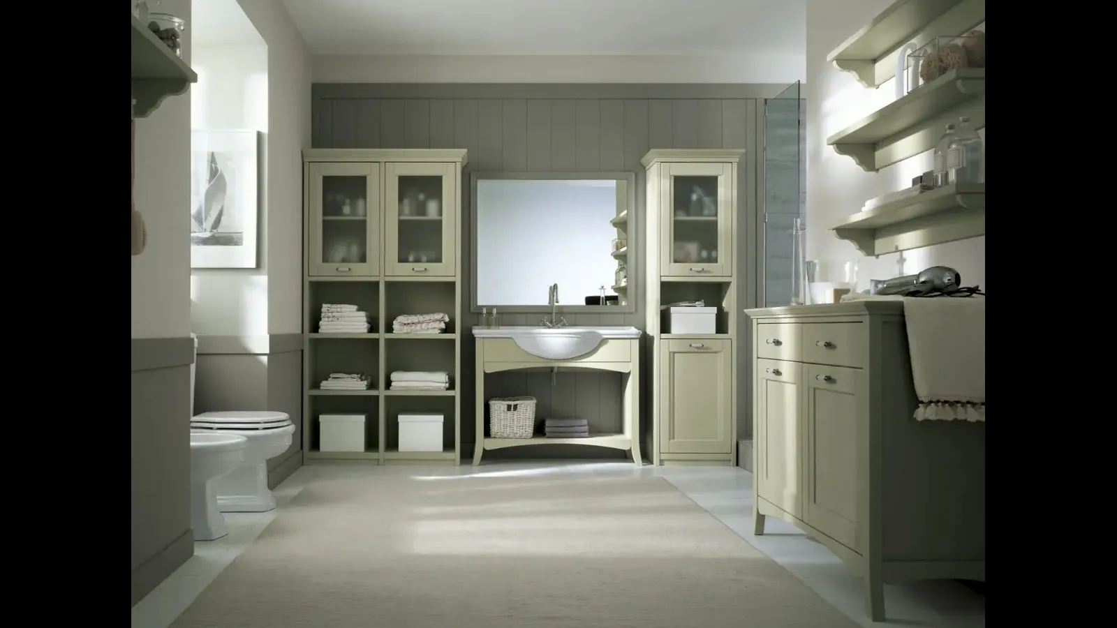 Mobile da Bagno N18 Nuovo Mondo in legno laccato di Scandola