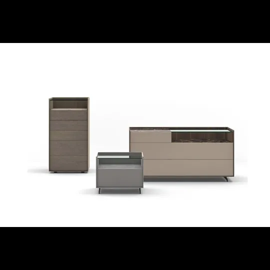 Gruppo Notte Cabaret in laccato opaco e legno impiallacciato di Sangiacomo