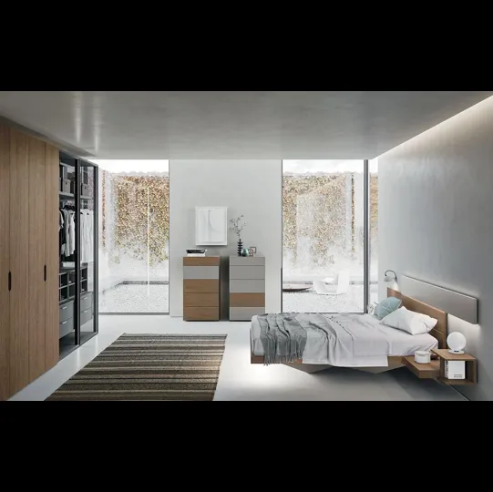 Gruppo Notte Quadra in frassino e laccato opaco di Mobilgam