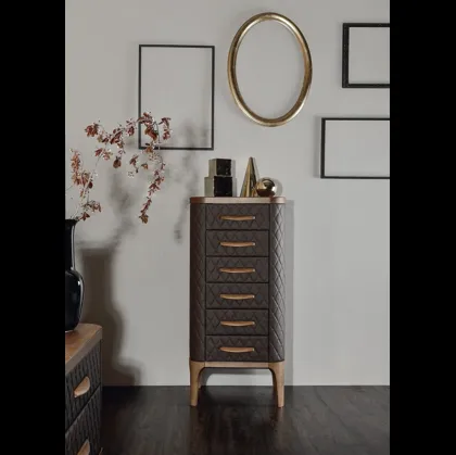 Cassettiera Tiffany con frontale rivestito in pelle di Tonin Casa