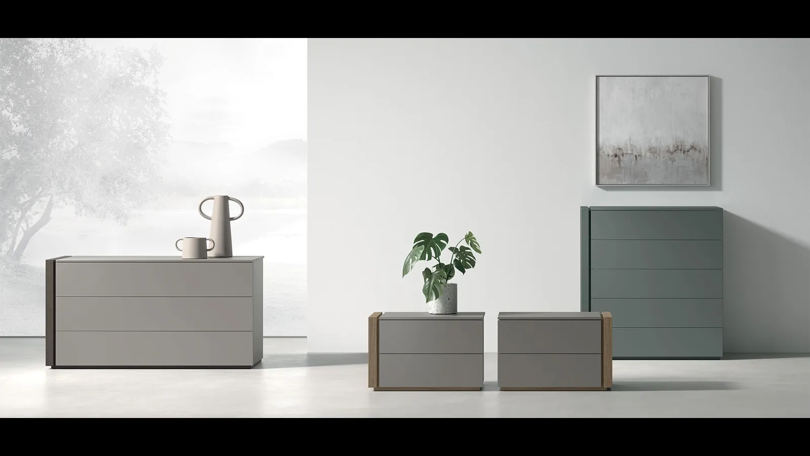 Gruppo Notte Capitol in laccato di Tomasella