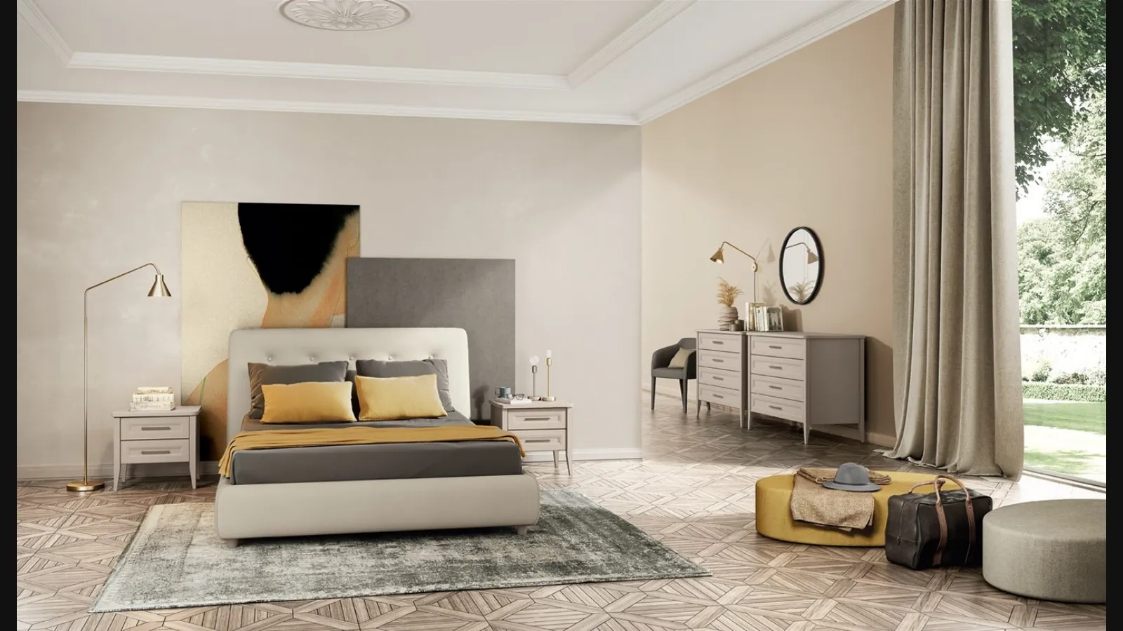 Letto Arcadia Adagio in tessuto imbottito di Colombini Casa