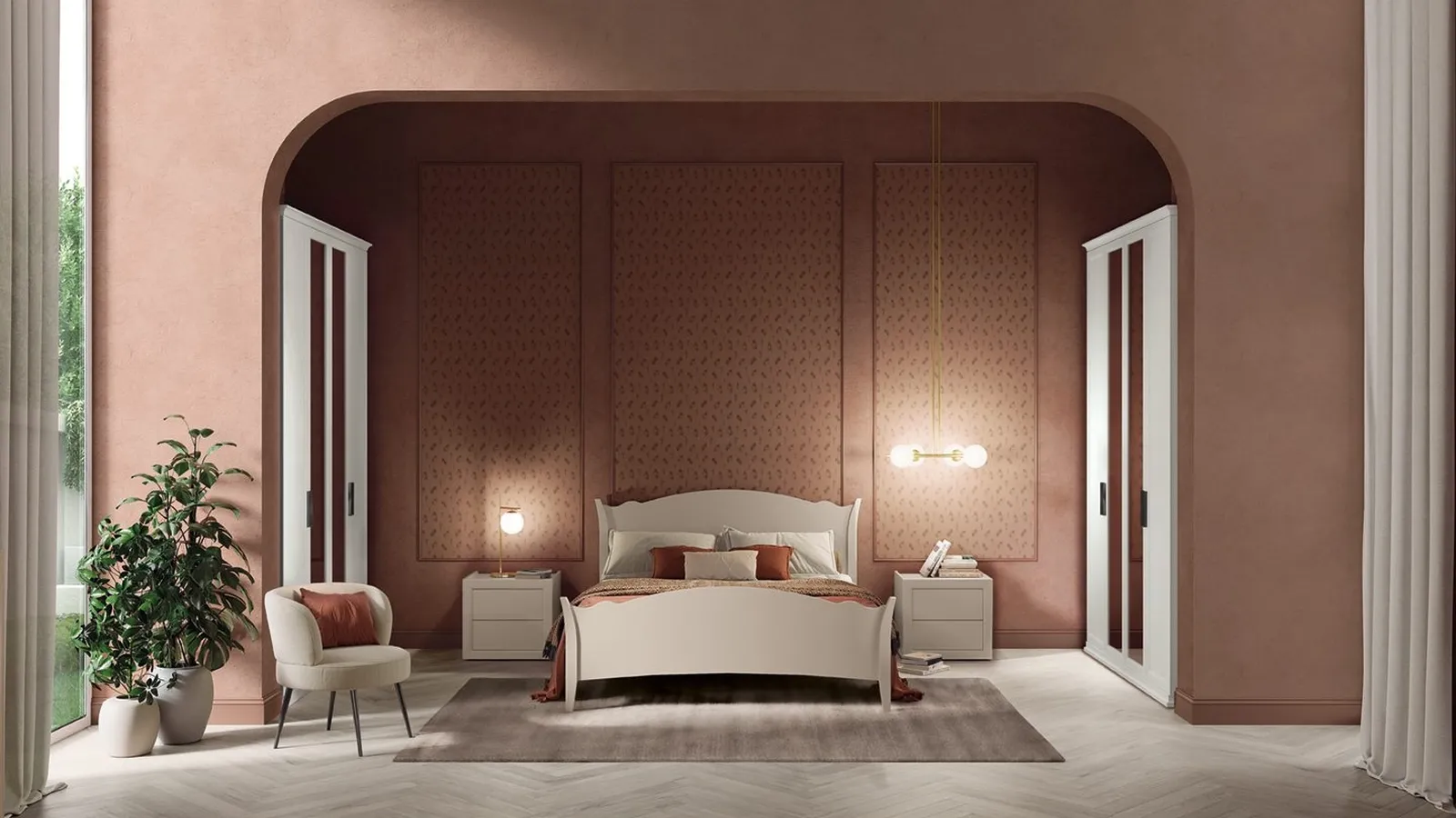 Letto con testiera sagomata Arcadia Rainbow di Colombini Casa