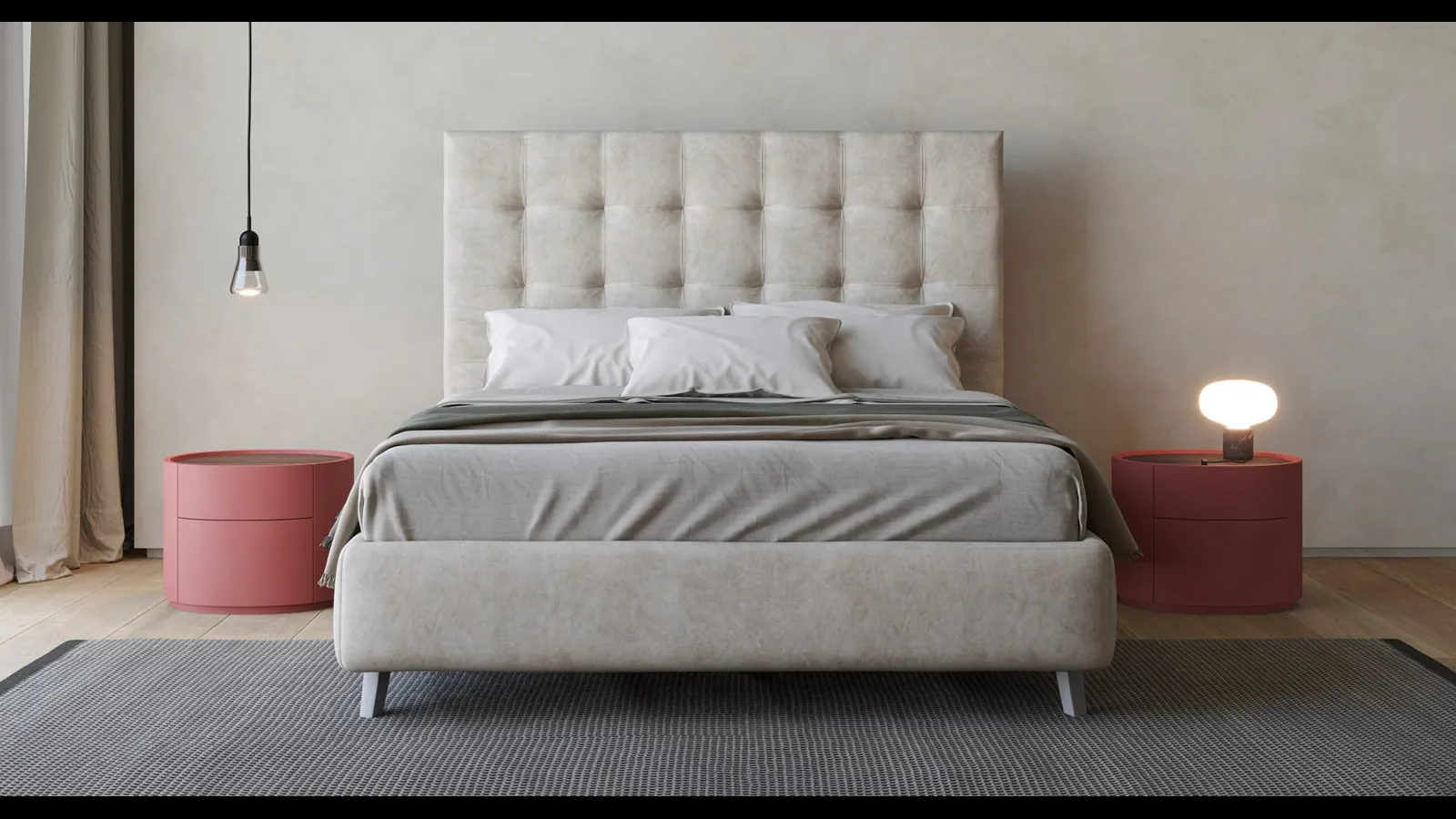 Letto in tessuto con testiera trapuntata Brooklin di Giessegi