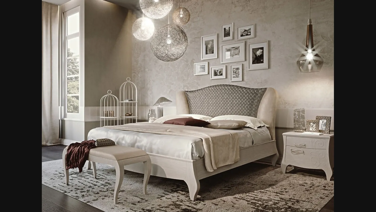 Letto con testiera in tessuto Cherì di Fasolin