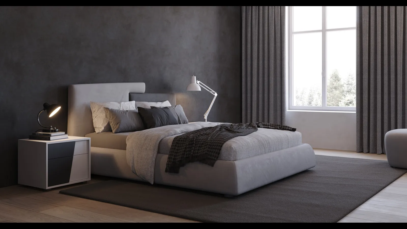 Letto in tessuto imbottito con testiera Cherie di Giessegi