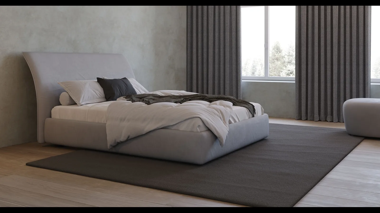 Letto in tessuto imbottito con testiera curvata Cloe di Giessegi