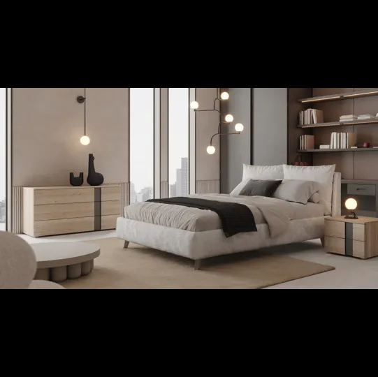 Letto in tessuto imbottito con testiera Dalton di Giessegi