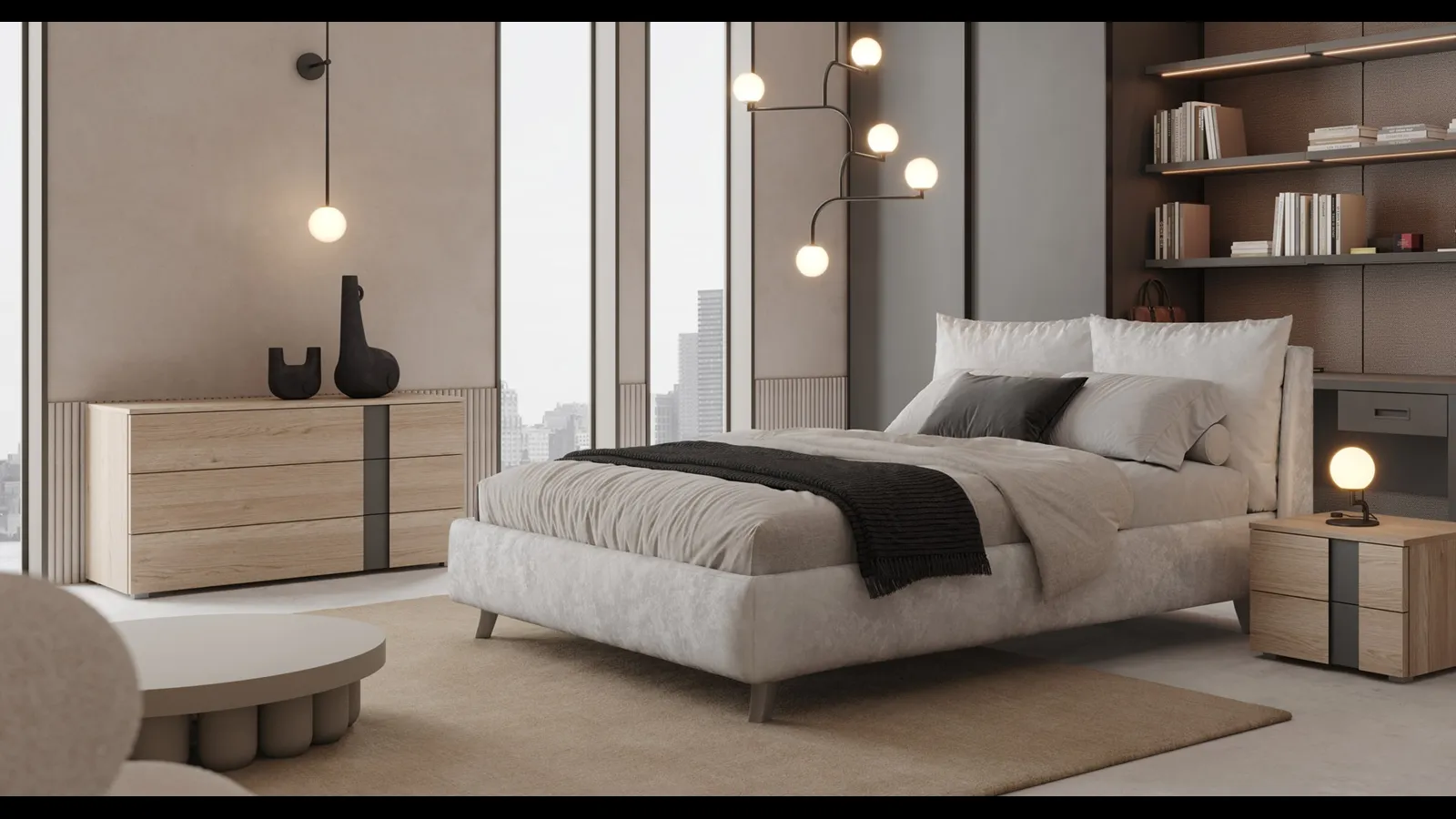 Letto in tessuto imbottito con testiera Dalton di Giessegi