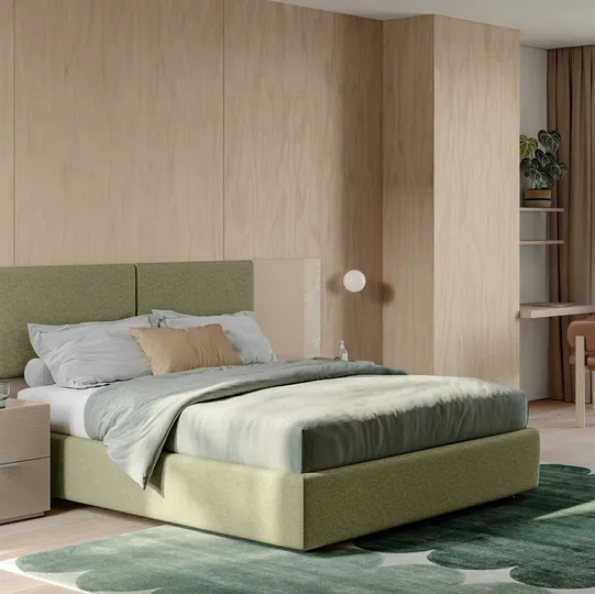 Letto Eclettica EN02 in tessuto imbottito e vetro di Colombini Casa