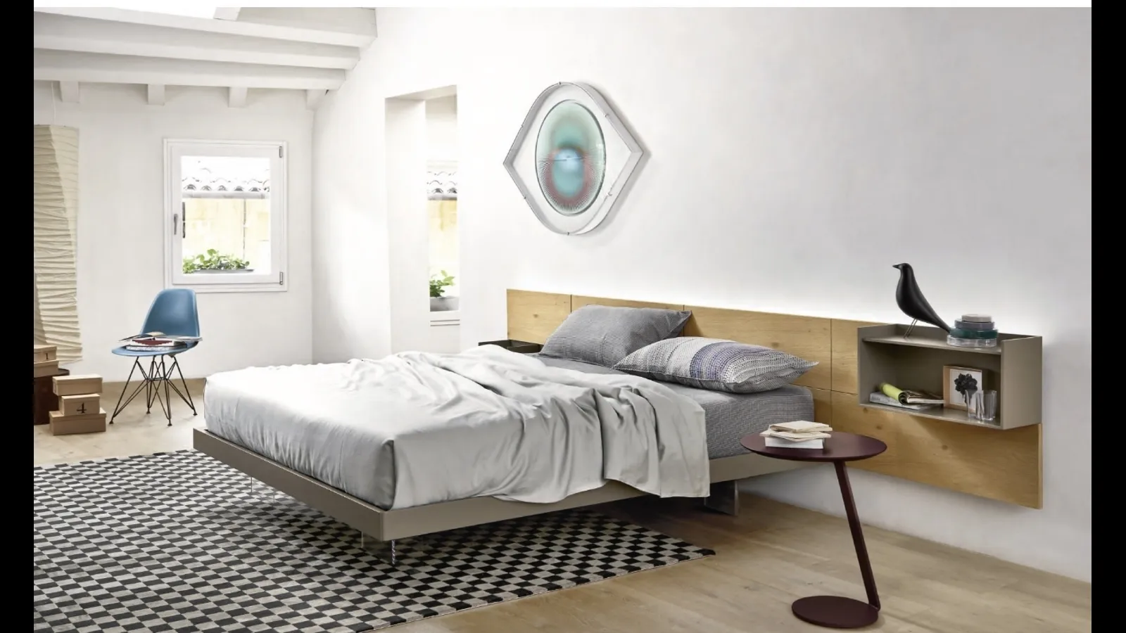 Letto Ecletto con testiera in Rovere di Sangiacomo