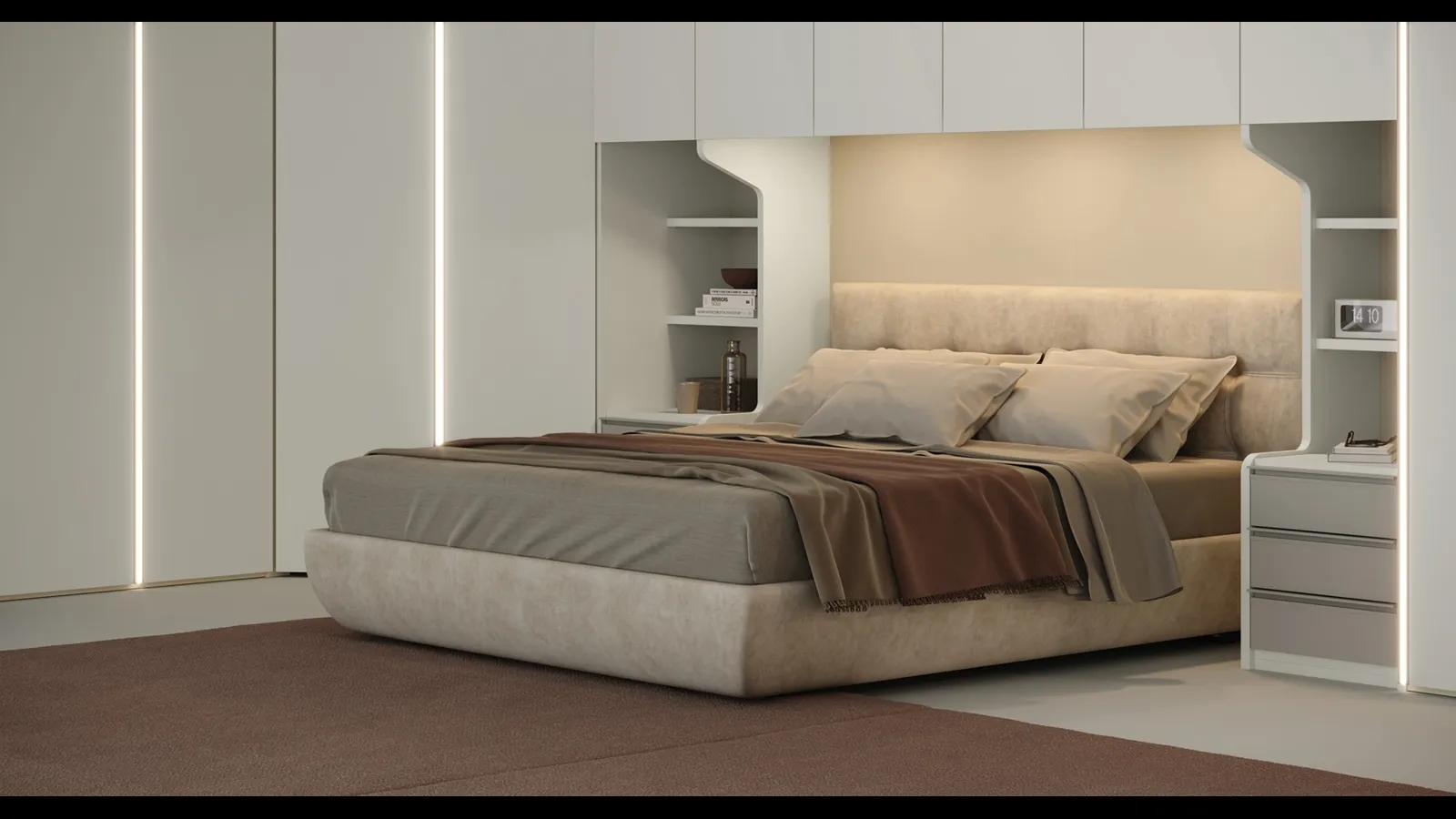 Letto in ecovelluto con testiera trapuntata Ego di Giessegi