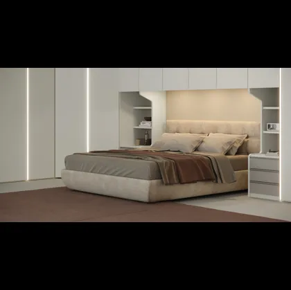 Letto in ecovelluto con testiera trapuntata Ego di Giessegi