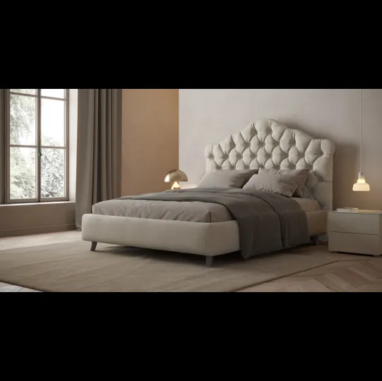 Letto matrimoniale in ecovelluto con testiera trapuntata e sagomata Lady di Giessegi