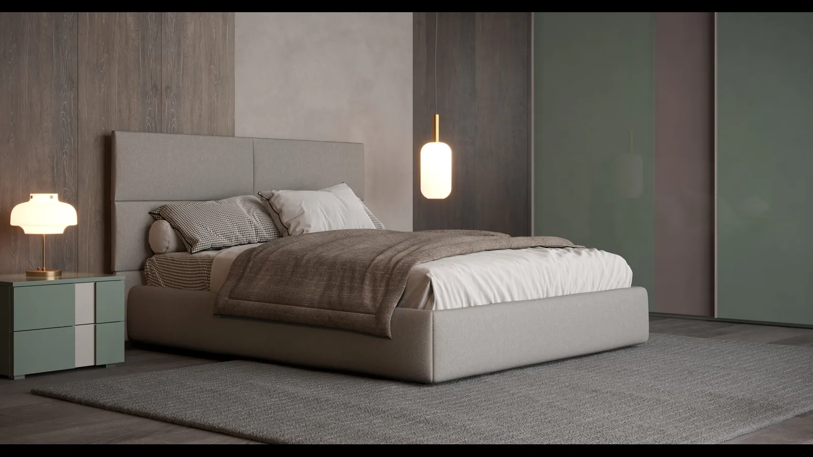 Letto in tessuto Loft con testiera trapuntata di Giessegi