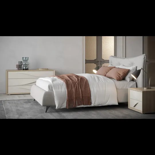 Letto matrimoniale in tessuto imbottito con testiera trapuntata Margot di Giessegi