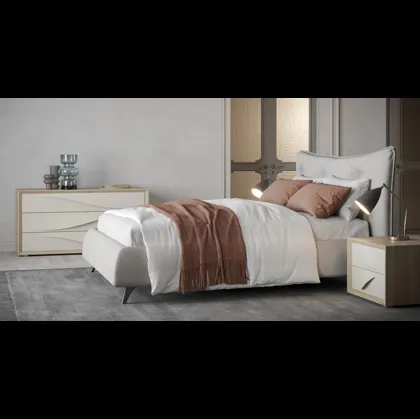 Letto matrimoniale in tessuto imbottito con testiera trapuntata Margot di Giessegi