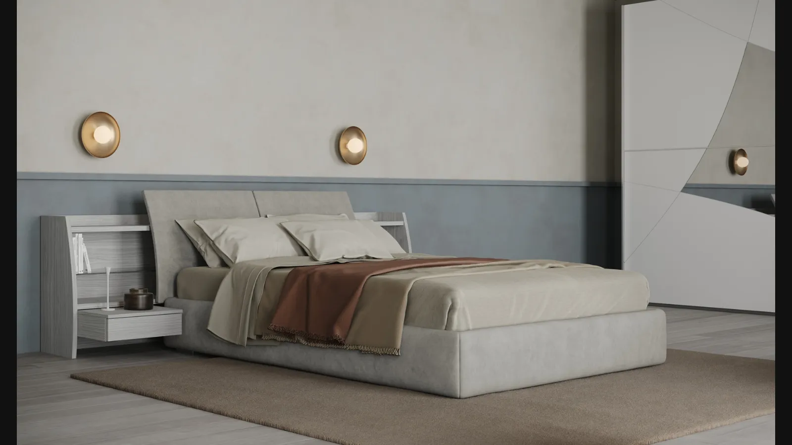 Letto matrimoniale in tessuto Soffio di Giessegi