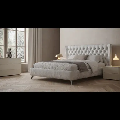 Letto in tessuto imbottito con testiera trapuntata King di Giessegi