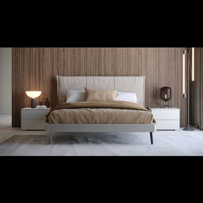 Letto laccato opaco con testiera in tessuto Nara di Giessegi