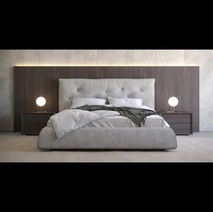 Letto in ecovelluto imbottito con testiera con bottoni in diverse dimensioni Roger di Giessegi