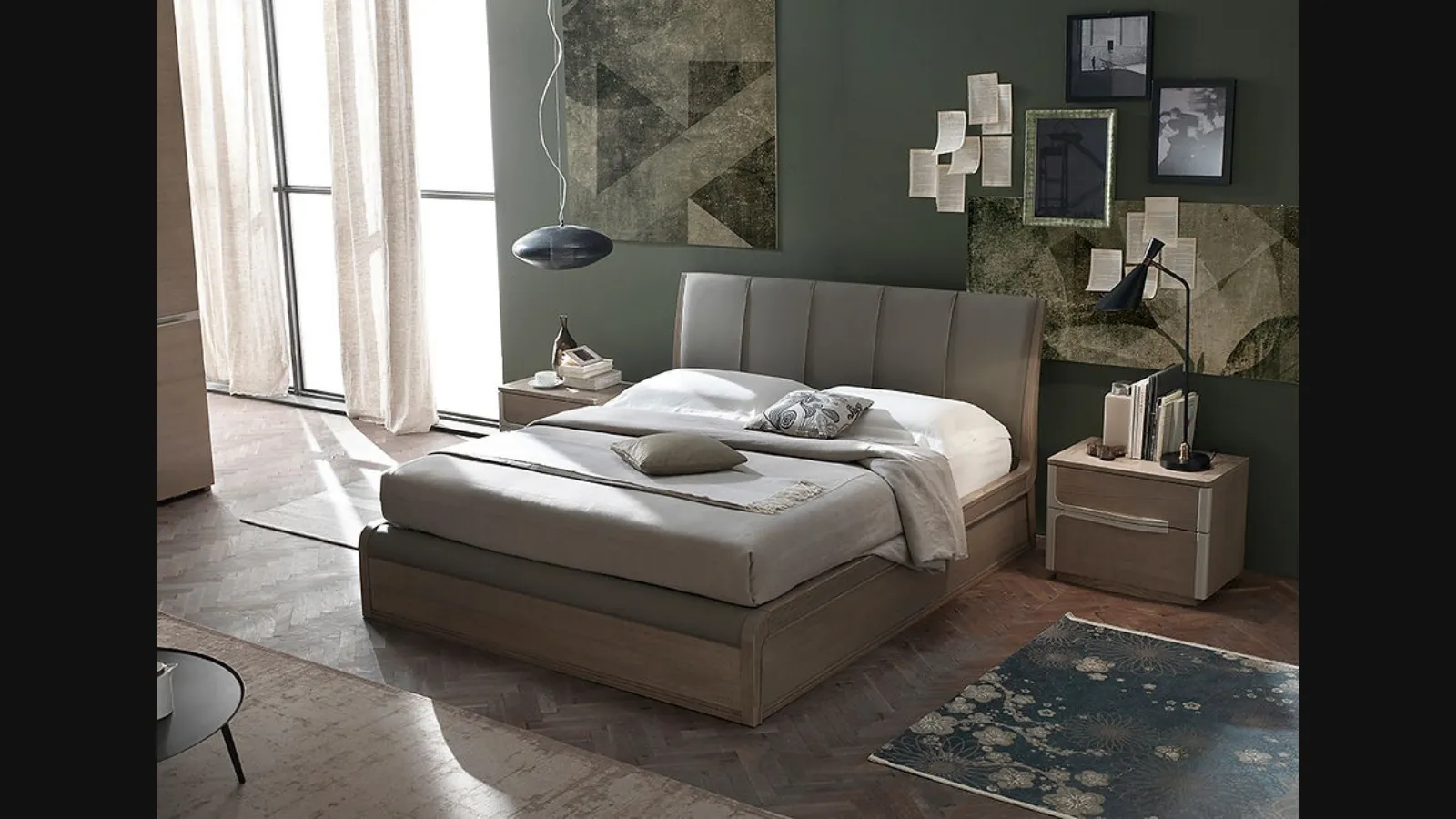 Letto Ruler con testiera e contenitore di Fasolin