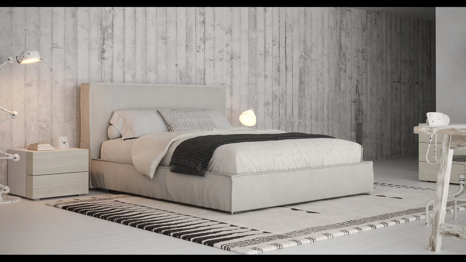 Letto in tessuto imbottito con testiera Sand di Giessegi