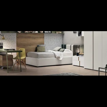 Letto Singolo in tessuto con testiera Diagonal di Tomasella